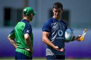 1 October 2019; Head coach Joe Schmidt, left, and Jonathan Sexton in conversation during Ireland Rugby squad training at the Kobelco Steelers in Kobe, Japan. Photo by Brendan Moran/Sportsfile