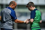 1 October 2019; Rory Best has his hand strapped by team physio Colm Fuller during Ireland Rugby squad training at the Kobelco Steelers in Kobe, Japan. Photo by Brendan Moran/Sportsfile