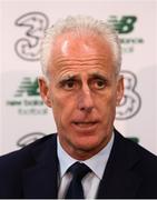 1 October 2019; Republic of Ireland manager Mick McCarthy during his Republic of Ireland squad announcement at Aviva Ireland Head Office in Dublin. Photo by Stephen McCarthy/Sportsfile