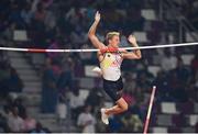 1 October 2019; Ben Broeders of Belgium competing in the Men's Pole Vault Final during day five of the World Athletics Championships 2019 at the Khalifa International Stadium in Doha, Qatar. Photo by Sam Barnes/Sportsfile