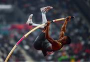 1 October 2019; Bo Kanda Lita Baehre of Germany competing in the Men's Pole Vault Final during day five of the World Athletics Championships 2019 at the Khalifa International Stadium in Doha, Qatar. Photo by Sam Barnes/Sportsfile