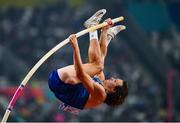 1 October 2019; Cole Walsh of USA competing in the Men's Pole Vault Final during day five of the World Athletics Championships 2019 at the Khalifa International Stadium in Doha, Qatar. Photo by Sam Barnes/Sportsfile