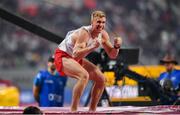 1 October 2019; Piotr Lisek of Poland reacts whilst competing in the Men's pole vault final during day five of the World Athletics Championships 2019 at the Khalifa International Stadium in Doha, Qatar. Photo by Sam Barnes/Sportsfile