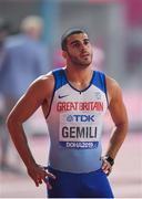 1 October 2019; Adam Gemili of Great Britain dejected after finishing fourth in the Men's 200m Final during day five of the World Athletics Championships 2019 at the Khalifa International Stadium in Doha, Qatar. Photo by Sam Barnes/Sportsfile