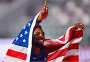 1 October 2019; Noah Lyles of USA, celebrates winning the Men's 200m Final during day five of the World Athletics Championships 2019 at the Khalifa International Stadium in Doha, Qatar. Photo by Sam Barnes/Sportsfile