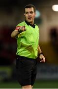 23 August 2019; Referee Robert Harvey during the Extra.ie FAI Cup Second Round match between Derry City and Dundalk at Ryan McBride Brandywell Stadium in Derry. Photo by Oliver McVeigh/Sportsfile