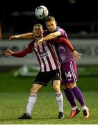 23 August 2019; Jamie McDonagh of Derry City in action against Dane Massey of Dundalk during the Extra.ie FAI Cup Second Round match between Derry City and Dundalk at Ryan McBride Brandywell Stadium in Derry. Photo by Oliver McVeigh/Sportsfile