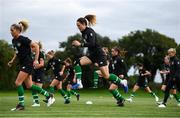 2 October 2019; Megan Campbell and Denise O’Sullivan, left, during a Republic of Ireland women's team training session at The Johnstown Estate in Enfield, Co Meath. Photo by Stephen McCarthy/Sportsfile