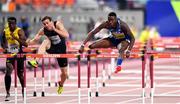 2 October 2019; Grant Holloway of USA, right, on his way to winning his Men's 110m Hurdles Semi-Finals during day six of the 17th IAAF World Athletics Championships Doha 2019 at the Khalifa International Stadium in Doha, Qatar. Photo by Sam Barnes/Sportsfile