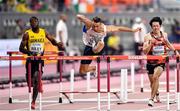 2 October 2019;  Milan Trajkovic of Cyprus, centre, competing in the Men's 110m Hurdles Semi-Finals during day six of the 17th IAAF World Athletics Championships Doha 2019 at the Khalifa International Stadium in Doha, Qatar. Photo by Sam Barnes/Sportsfile