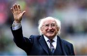 8 September 2019; President of Ireland Michael D Higgins waves to the crowd before the Liberty Insurance All-Ireland Senior Camogie Championship Final match between Galway and Kilkenny at Croke Park in Dublin. Photo by Piaras Ó Mídheach/Sportsfile