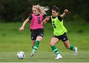 2 October 2019; Julie Ann Russell and Keeva Keenan, right, during a Republic of Ireland women's team training session at The Johnstown Estate in Enfield, Co Meath. Photo by Stephen McCarthy/Sportsfile