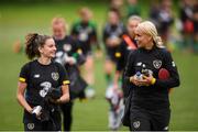 2 October 2019; Leanne Kiernan, left, and Stephanie Roche during a Republic of Ireland women's team training session at The Johnstown Estate in Enfield, Co Meath. Photo by Stephen McCarthy/Sportsfile