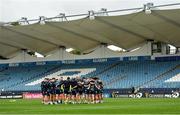 3 October 2019; The Leinster team huddle during the Leinster Rugby Captain's Run at the RDS Arena in Dublin. Photo by Ramsey Cardy/Sportsfile