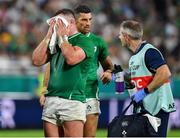 3 October 2019; Dave Kilcoyne of Ireland wipes himself down with a towel during the 2019 Rugby World Cup Pool A match between Ireland and Russia at the Kobe Misaki Stadium in Kobe, Japan. Photo by Brendan Moran/Sportsfile