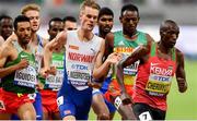 3 October 2019; Filip Ingebrigtsen of Norway, second from left, and Teddese Lemi of Ethiopia, second from right, Jostle for space in the Men's 1500m heats during day seven of the 17th IAAF World Athletics Championships Doha 2019 at the Khalifa International Stadium in Doha, Qatar. Photo by Sam Barnes/Sportsfile