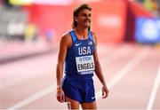 3 October 2019; Craig Engels of USA, after competing in the Men's 1500m heats during day seven of the 17th IAAF World Athletics Championships Doha 2019 at the Khalifa International Stadium in Doha, Qatar. Photo by Sam Barnes/Sportsfile