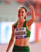3 October 2019; Ciara Mageean of Ireland after competing in the Women’s 1500m Semi-Final during day seven of the 17th IAAF World Athletics Championships Doha 2019 at the Khalifa International Stadium in Doha, Qatar. Photo by Sam Barnes/Sportsfile
