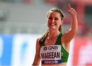 3 October 2019; Ciara Mageean of Ireland celebrates after competing in Women's 1500m Semi-Finals and qualifying for the final during day seven of the 17th IAAF World Athletics Championships Doha 2019 at the Khalifa International Stadium in Doha, Qatar. Photo by Sam Barnes/Sportsfile