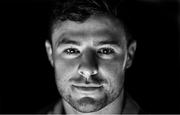 4 October 2019; (EDITOR'S NOTE: Image has been converted to black & white) Robbie Henshaw poses for a portrait after an Ireland Rugby press conference in the Sheraton Hotel & Towers Kobe, in Kobe Japan. Photo by Brendan Moran/Sportsfile