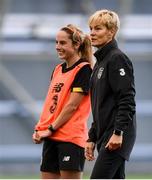 4 October 2019; Manager Vera Pauw with Julie Ann Russell during a Republic of Ireland women's team training session at the National Indoor Arena in Abbotstown, Dublin. Photo by Stephen McCarthy/Sportsfile