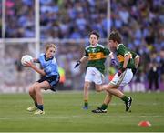 14 September 2019; Rachel Sweeney of St Oliver Plunkett Eoghan Ruadh, Co Dublin, and Muiris O’Donoghue of Dr Crokes, Co Kerry, during the INTO Cumann na mBunscol GAA Respect Exhibition Go Games at Dublin v Kerry - GAA Football All-Ireland Senior Championship Final Replay at Croke Park in Dublin. Photo by Ray McManus/Sportsfile