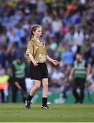 14 September 2019; Referee Ava O’Neill of St Fiachra’s NS, Beaumont, Co Dublin, during the INTO Cumann na mBunscol GAA Respect Exhibition Go Games at Dublin v Kerry - GAA Football All-Ireland Senior Championship Final Replay at Croke Park in Dublin. Photo by Ray McManus/Sportsfile