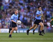 14 September 2019; Seán Homan of St Mary’s BNS Rathfarnham, Dublin, left, and Josh Higgins of St Patrick’s Gaa, Donabate, Co Dublin, during the INTO Cumann na mBunscol GAA Respect Exhibition Go Games at Dublin v Kerry - GAA Football All-Ireland Senior Championship Final Replay at Croke Park in Dublin. Photo by Ray McManus/Sportsfile