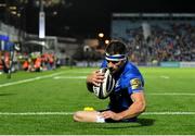 4 October 2019; Fergus McFadden of Leinster dives over to score his side's first try during the Guinness PRO14 Round 2 match between Leinster and Ospreys at the RDS Arena in Dublin. Photo by Ramsey Cardy/Sportsfile