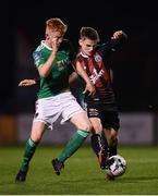 4 October 2019; Paddy Kirk of Bohemians in action against Alec Byrne of Cork City during the SSE Airtricity League Premier Division match between Bohemians and Cork City at Dalymount Park in Dublin. Photo by Stephen McCarthy/Sportsfile