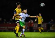 4 October 2019; Joseph Manley of Longford Town in action against Paul Fox of Cabinteely during the SSE Airtricity League First Division Promotion / Relegation Play-Off Series First Leg match between Cabinteely and Longford Town at Stradbrook Road in Blackrock, Dublin. Photo by Piaras Ó Mídheach/Sportsfile