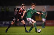 4 October 2019; Alec Byrne of Cork City and Luke Wade-Slater of Bohemians during the SSE Airtricity League Premier Division match between Bohemians and Cork City at Dalymount Park in Dublin. Photo by Stephen McCarthy/Sportsfile