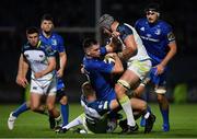 4 October 2019; Conor O'Brien of Leinster is tackled by Tom Williams, left, and Dan Lydiate of Ospreys during the Guinness PRO14 Round 2 match between Leinster and Ospreys at the RDS Arena in Dublin. Photo by Seb Daly/Sportsfile