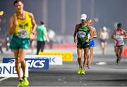 4 October 2019; Alex Wright of Ireland, centre, competing in Men's 20km Race Walk during day eight of the 17th IAAF World Athletics Championships Doha 2019 at the Corniche in Doha, Qatar. Photo by Sam Barnes/Sportsfile