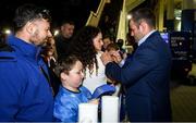 4 October 2019; Fergus McFadden of Leinster signs autographs for supporters following the Guinness PRO14 Round 2 match between Leinster and Ospreys at the RDS Arena in Dublin. Photo by Ramsey Cardy/Sportsfile