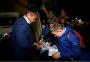 4 October 2019; Joe Tomane of Leinster signs autographs for supporters following the Guinness PRO14 Round 2 match between Leinster and Ospreys at the RDS Arena in Dublin. Photo by Ramsey Cardy/Sportsfile