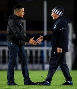 4 October 2019; Ospreys head coach Allen Clarke, left, and Leinster kit man Johnny O'Hagan during the Guinness PRO14 Round 2 match between Leinster and Ospreys at the RDS Arena in Dublin. Photo by Ramsey Cardy/Sportsfile