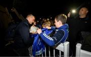 4 October 2019; Rónan Kelleher of Leinster signs autographs for supporters following the Guinness PRO14 Round 2 match between Leinster and Ospreys at the RDS Arena in Dublin. Photo by Ramsey Cardy/Sportsfile