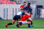 5 October 2019; Rory Scannell of Munster is tackled during the Guinness PRO14 Round 2 match between Isuzu Southern Kings and Munster at Nelson Mandela Bay Stadium in Port Elizabeth, South Africa. Photo by Michael Sheehan/Sportsfile