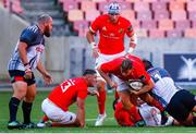 5 October 2019; Liam O'Connor of Munster is tackled during the Guinness PRO14 Round 2 match between Isuzu Southern Kings and Munster at Nelson Mandela Bay Stadium in Port Elizabeth, South Africa. Photo by Michael Sheehan/Sportsfile