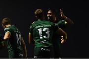 5 October 2019; Kyle Godwin of Connacht celebrates after scoring his side's first try with team-mate Jarrad Butler during the Guinness PRO14 Round 2 match between Connacht and Benetton at The Sportsground in Galway. Photo by Harry Murphy/Sportsfile