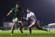 5 October 2019; Tiernan O'Halloran of Connacht in action against Luca Sperandio of Benetton during the Guinness PRO14 Round 2 match between Connacht and Benetton at The Sportsground in Galway. Photo by Harry Murphy/Sportsfile