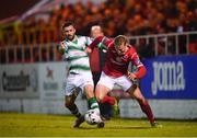 5 October 2019; Kris Twardek of Sligo Rovers in action against Daniel Lafferty of Shamrock Rovers during the SSE Airtricity League Premier Division match between Sligo Rovers and Shamrock Rovers at The Showgrounds in Sligo. Photo by Stephen McCarthy/Sportsfile