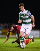 5 October 2019; Ronan Finn of Shamrock Rovers in action against John Mahon of Sligo Rovers during the SSE Airtricity League Premier Division match between Sligo Rovers and Shamrock Rovers at The Showgrounds in Sligo. Photo by Stephen McCarthy/Sportsfile