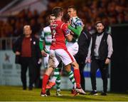 5 October 2019; Lewis Banks of Sligo Rovers and Graham Burke of Shamrock Rovers during the SSE Airtricity League Premier Division match between Sligo Rovers and Shamrock Rovers at The Showgrounds in Sligo. Photo by Stephen McCarthy/Sportsfile