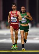 5 October 2019; Stephen Scullion of Ireland, right, and Thijs Nijhuis of Denmark competing in the Men's Marathon during day nine of the 17th IAAF World Athletics Championships Doha 2019 at the Corniche in Doha, Qatar. Photo by Sam Barnes/Sportsfile