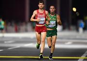 5 October 2019; Stephen Scullion of Ireland, right, and Thijs Nijhuis of Denmark competing in the Men's Marathon during day nine of the 17th IAAF World Athletics Championships Doha 2019 at the Corniche in Doha, Qatar. Photo by Sam Barnes/Sportsfile