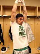 5 October 2019; Joe Ward in the dressing room before his Light Heavy bout with Marc Delgado at Madison Square Garden in New York, USA. Photo by Melina Pizano/Matchroom Boxing USA via Sportsfile