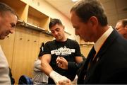 5 October 2019; Joe Ward in the dressing room before his Light Heavy bout with Marc Delgado at Madison Square Garden in New York, USA. Photo by Melina Pizano/Matchroom Boxing USA via Sportsfile