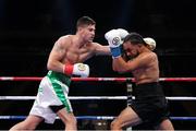 5 October 2019; Joe Ward, left, during his Light Heavy bout with Marc Delgado at Madison Square Garden in New York, USA. Photo by Ed Mulholland/Matchroom Boxing USA via Sportsfile